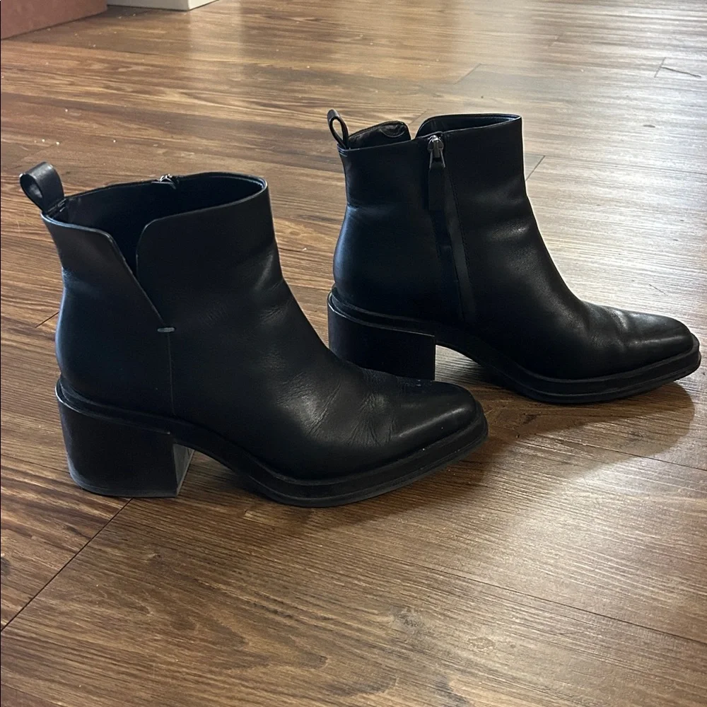 Franco Sarto Black Leather Ankle Booties - Picture 2 of 9
